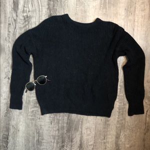 Urban Outfitters Black Knit Crew Neck Crop Sweater